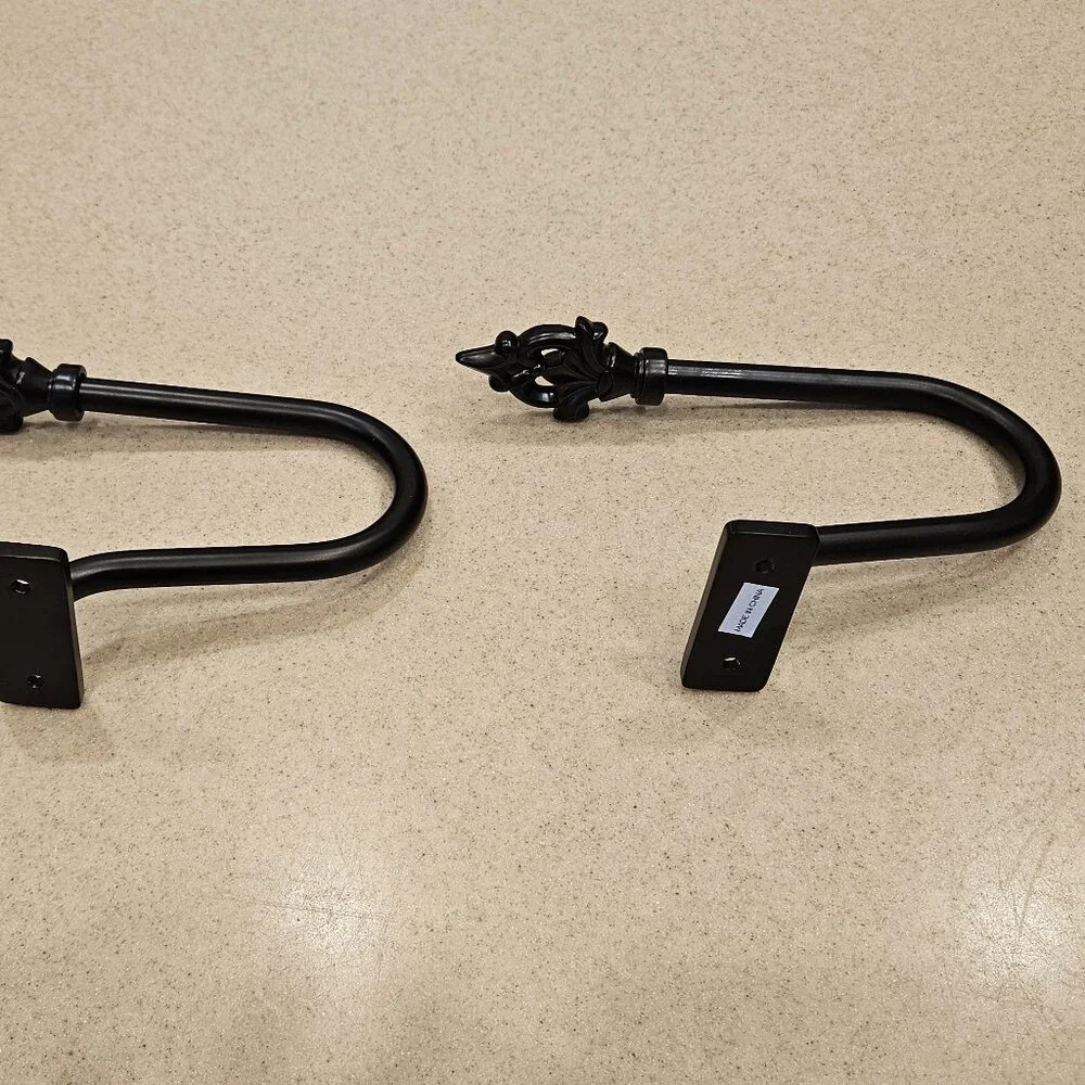 RARE NEW PAIR FRONTGATE FLOURISH OUTDOOR ALL WEATHER ORB CURTAIN ROD TIEBACKS
